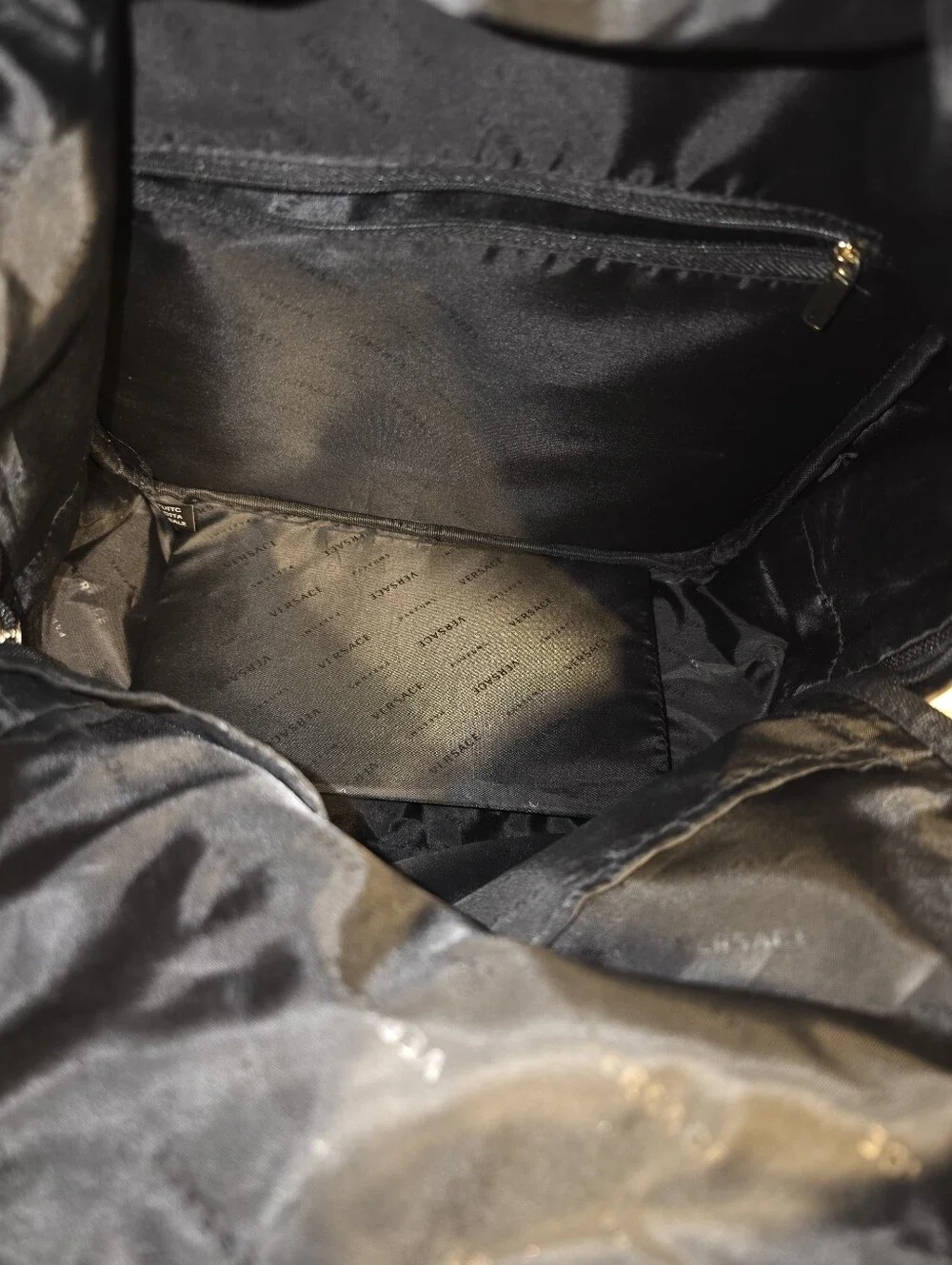 Versace Black Backpack with Gold Medusa Logo